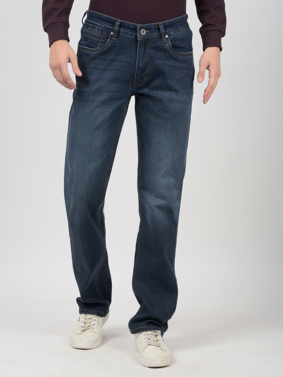 Numero Uno Men Solid Dark Blue Jeans
